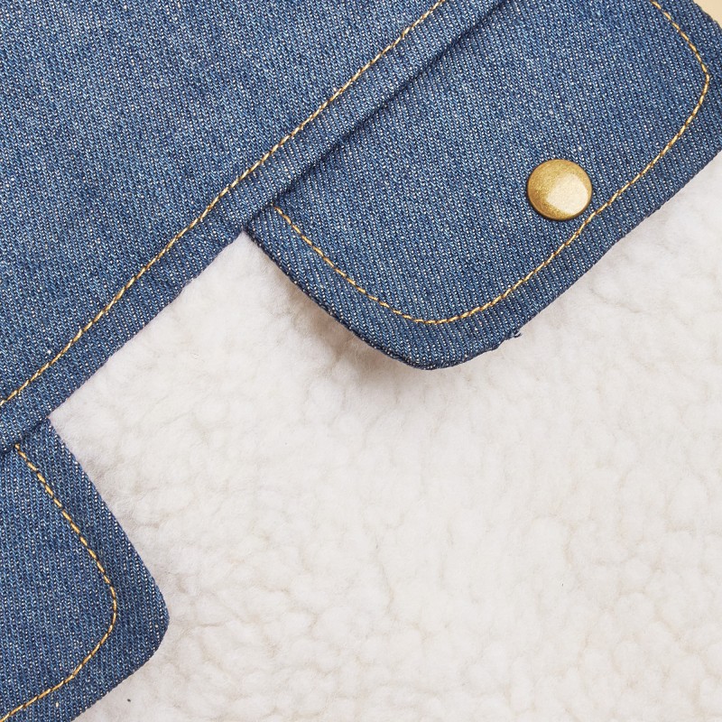 Dog Jeans Coat Factory - Wholesale Winter Two Legged Denim Fabric Fleece Lining Warm Sherpa Jacket