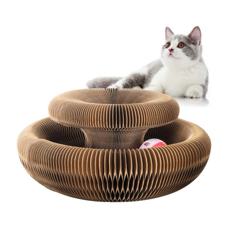Cat Scratching Board Supplier - Factory Direct Sale Accordion Scratching Board Toy Bell Kitty Toy Ball