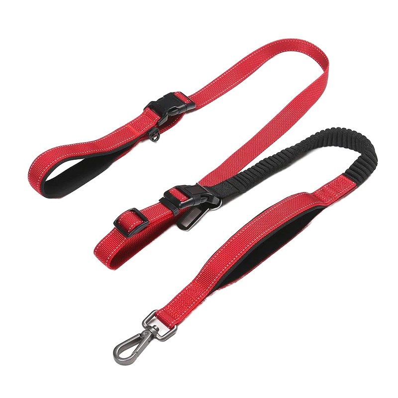 Dog Leash Factory - Luxurious Nylon Dual Elastic Handles 3m Heavy Duty Bungee Highly Reflective