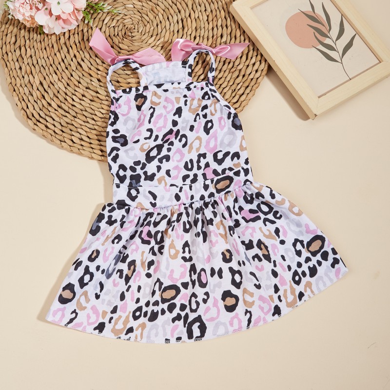 Dog Apparel Supplier - Printed Leopard Princess Skirts Summer Skirt Puppy Polyester Dog Dress