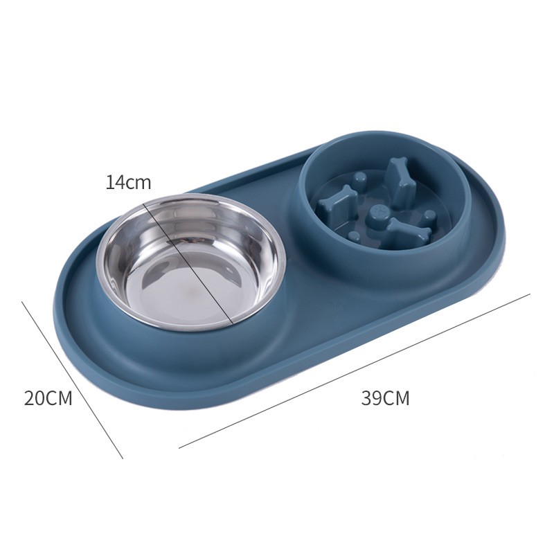 Puppy Feeder Manufacturer - Factory Custom New Puppy Feeding Double Bowl Stainless Steel Slow Feeder