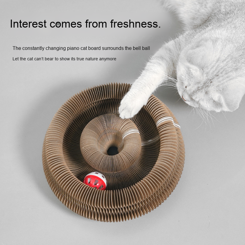 Cat Scratching Board Supplier - Factory Direct Sale Accordion Scratching Board Toy Bell Kitty Toy Ball