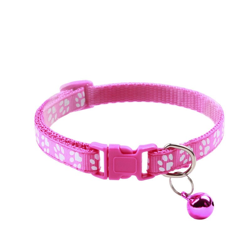 Puppy Collar Supplier - Factory Direct Sales Bell Multi-colors Paw Print Adjustable Nylon Reflective