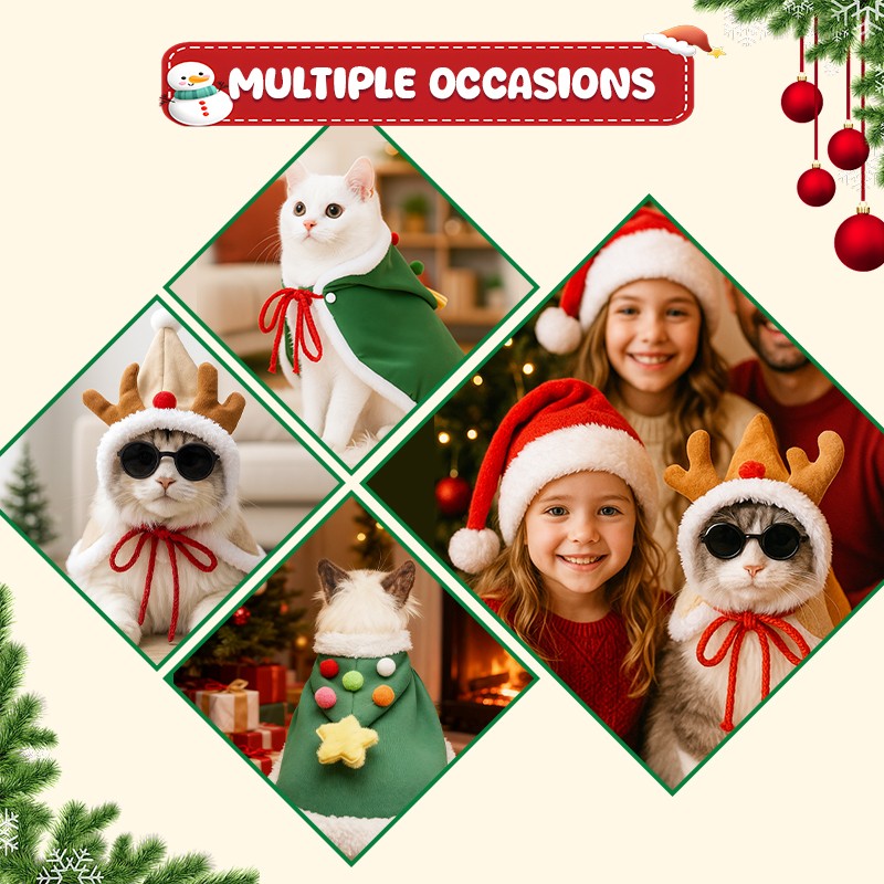 Pet Costume Supplier - Christmas Cloak Small Dogs Cats