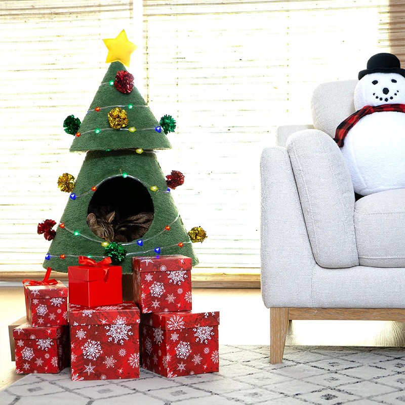 Cat Tree Manufacturer - Christmas LED Lights Removable Beds