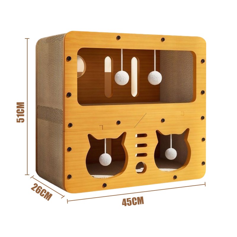 Cat Scratcher Supplier - 2 in 1 Cardboard Corrugated Brown