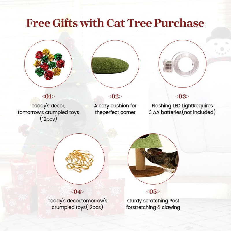 Cat Tree Manufacturer - Christmas LED Lights Removable Beds
