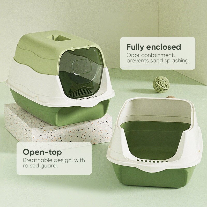 Cat Litter Box Supplier - Open Top High Sides Includes Scoop