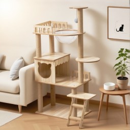 Cat Tree Supplier - Wooden Sisal Multi-Level Condo Kittens