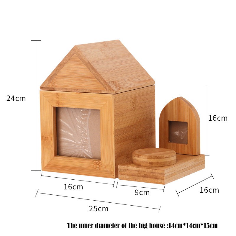 Pet Urn Manufacturer - Wood Bamboo House-Shaped Photo Frame