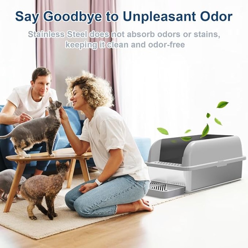 Stainless Litter Box Factory - Enclosed XL Metal High Sided