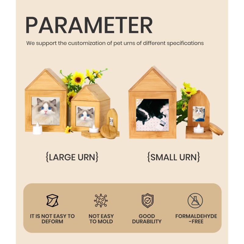 Pet Urn Manufacturer - Wood Bamboo House-Shaped Photo Frame