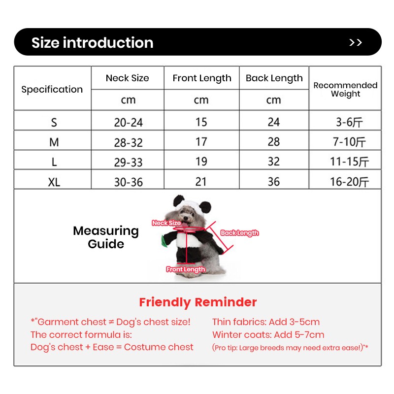 Dog Costume Factory - Cosplay Funny Upright Panda-dressed