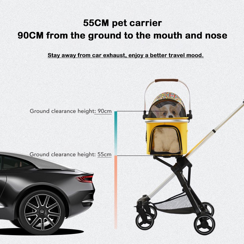 Pet Stroller Factory - Luxury 4 Wheels Detachable Folding
