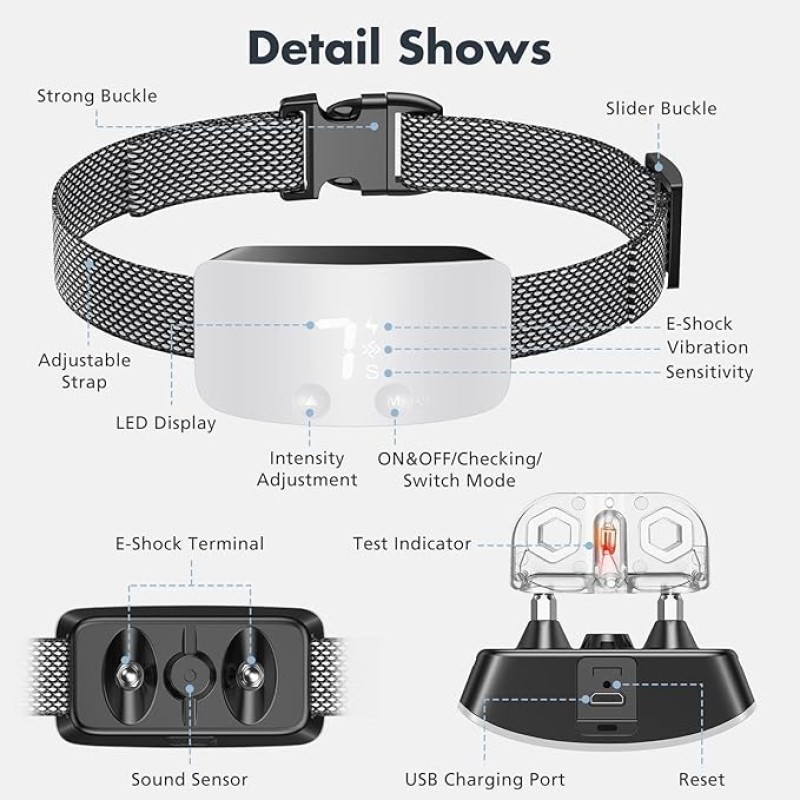 Bark Control Collar Manufacturer - Rechargeable Waterproof 7 Sensitivity