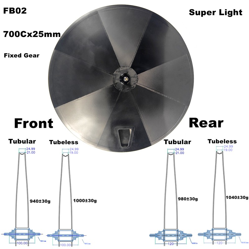 Carbon Disc Wheel Supplier - 25mm Width Super Light 950g Fixed Gear