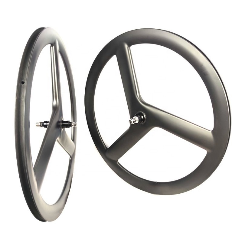 Carbon Tri Spoke Factory - 23MM Width Clincher Fixed Gear 3 Spoke