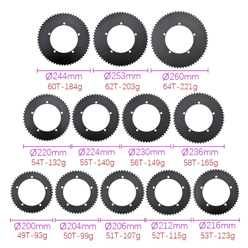 Carbon Chainring Supplier - Full Carbon BCD 14mm 49T-64T