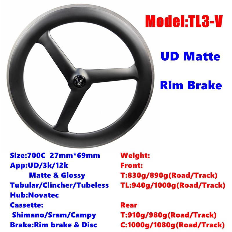 3-Spoke Carbon Factory - V/Disc Brake Front 100 Rear 130 135mm