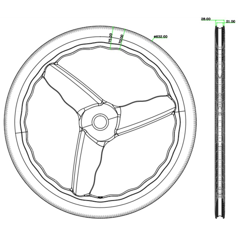 Carbon Bike Wheels Manufacturer - Full Carbon Wave 3 Spoke 28mm Wide