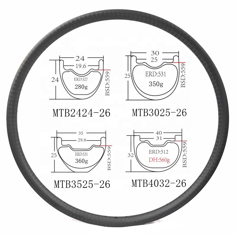 MTB Rims Supplier - 26 Inch Cycle Carbon Rim 36 Hole Wheel