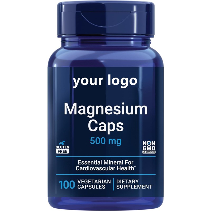 OEM Dietary Supplement Magnesium Capsules Support for Energy, Joints, Muscles, Heart, and Bones.