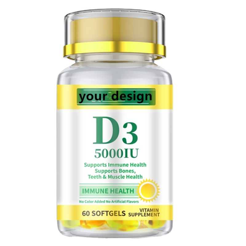 Dietary Supplement Vitamin D3 Softgel Capsules for Support Immune Bone Suplemento De Salud Vitamina D3