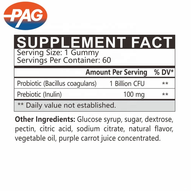 Daily Supplement for Balanced Belly Gummy Pectin Fiber Probiotic Prebiotic Pectin Gummy