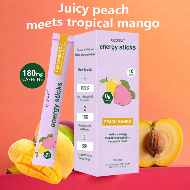 OEM Energy Sticks Custom Label 10 Peach Flavour Herbal Supplements Hot Selling Mood Booster Motivation Instant Powder