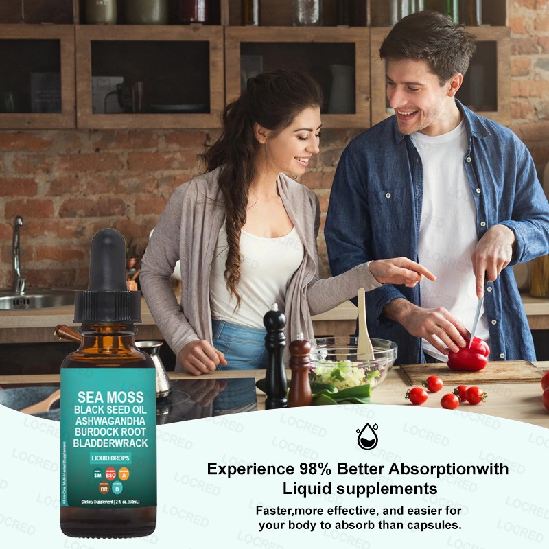High Quality Vegan Sea Moss Liquid Drops Raw Immunity Booster Supplement for Adults Supports Joint Digestive Health Oral Liquid