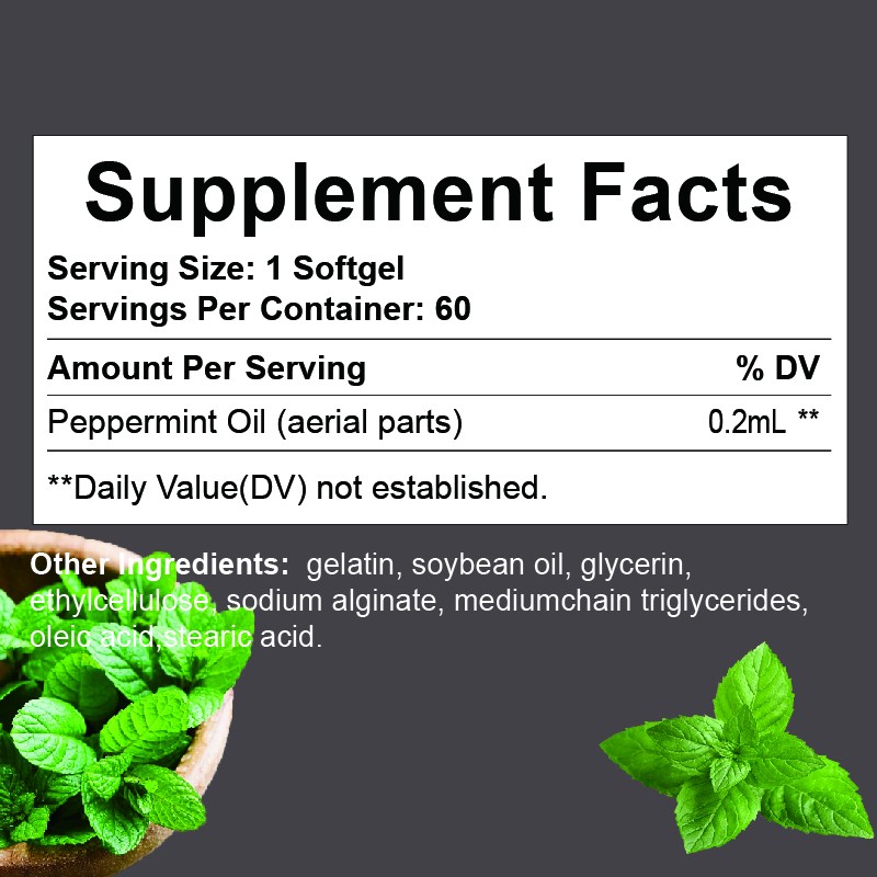 100% Natural Rapid Absorption Peppermint Oil Softgel for Adult Hair Care Face Skin Care Aromatherapy Scalp Body Massage Soap