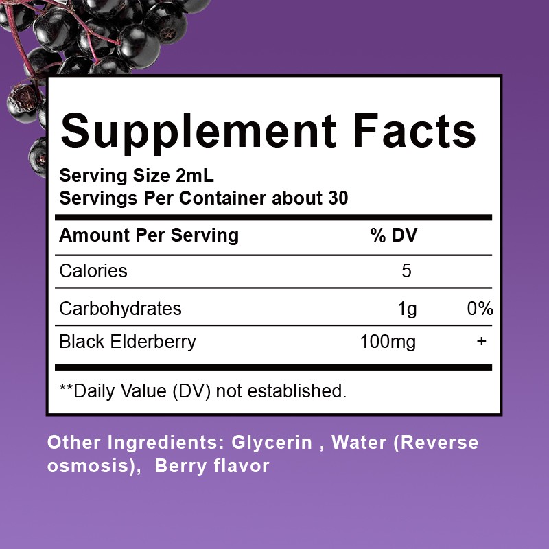 OEM/ODM Wholesale Elderberry Drops Customizable Labels Herbal Extract in Bottles