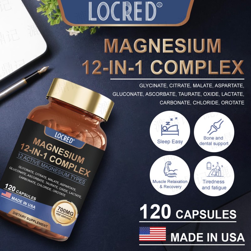 Hot Selling Magnesium Capsules for Adults Stress Relief Sleep Support Nerves & Muscles Metabolism Supplement for Men Women