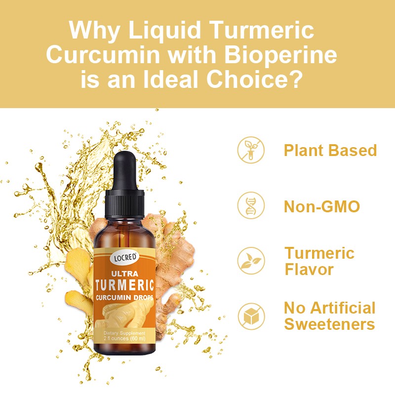 Wholesale OEM/ODM Customizable Nano Liquid Turmeric Curcumin Drops Turmeric Root Extract Supplement with Customizable Labels