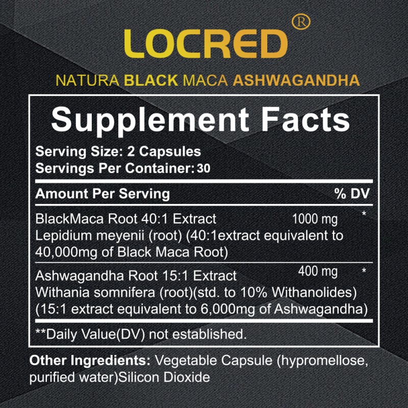 100% Pure Non-GMO Maca Capsules High Quality Black Maca Powder for Men and Women Natural Energizer Adult Dosage