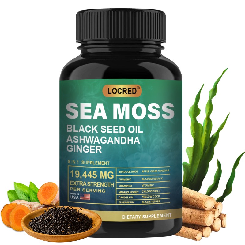 Factory Direct Ashwagandha Ginger Sea Moss and Black Seed Oil Capsules Natural Healthcare Supplement for Adults
