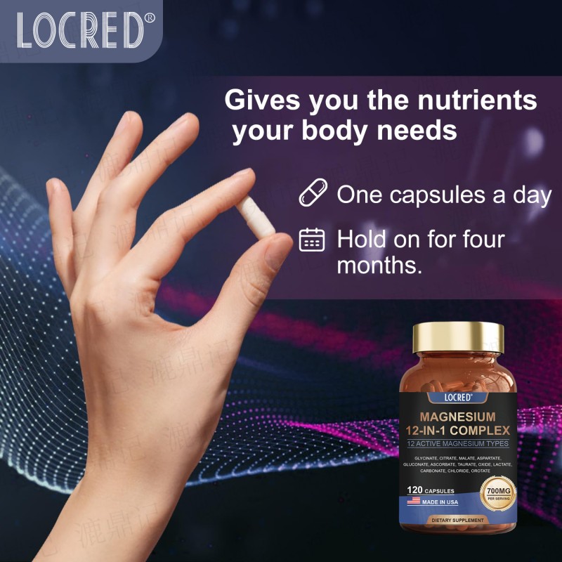 Hot Selling Magnesium Capsules for Adults Stress Relief Sleep Support Nerves & Muscles Metabolism Supplement for Men Women