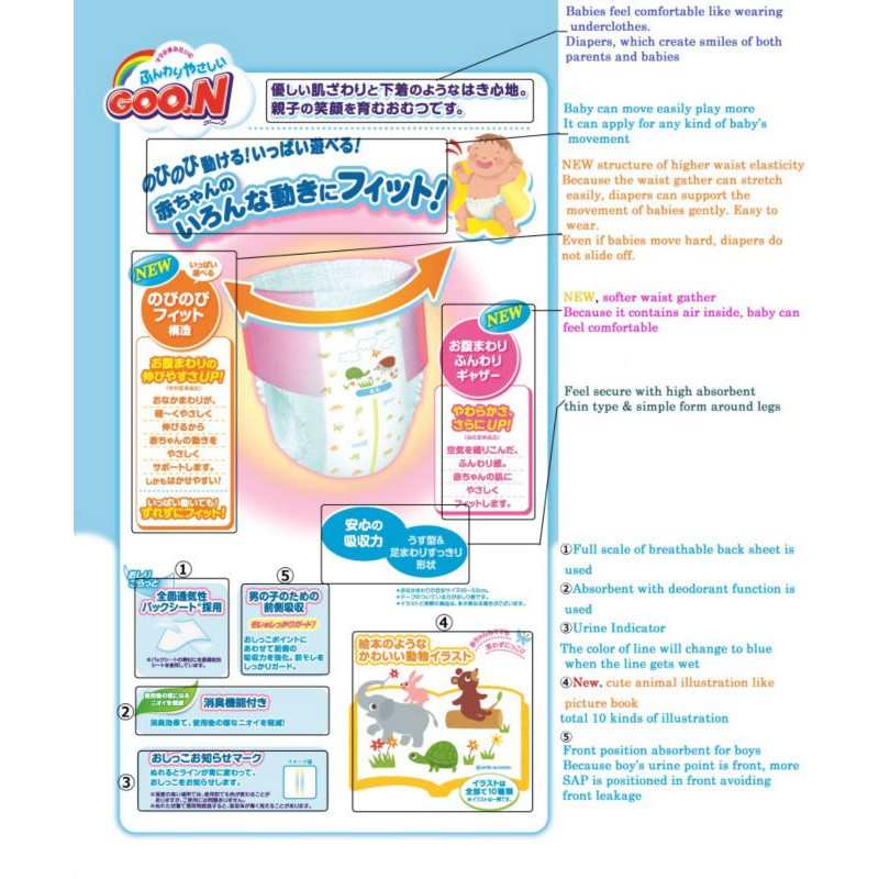 Baby Diapers Factory - GOO.N M-size Pants 60 Pieces Vitamin E