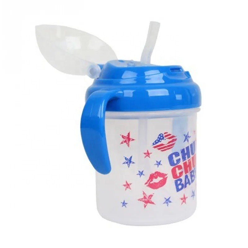Baby Straw Mug Factory - 200mL Blue Cartoon Plastic Straw