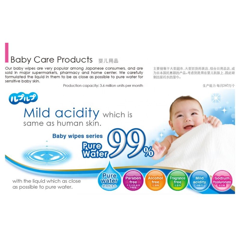 Baby Wipes Manufacturer - Hand Mouth Wipes 99% Water 80sheets 2pack