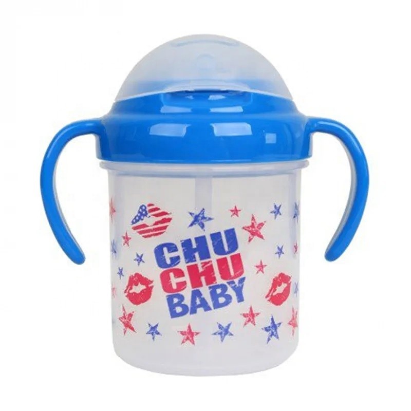 Baby Straw Mug Factory - 200mL Blue Cartoon Plastic Straw