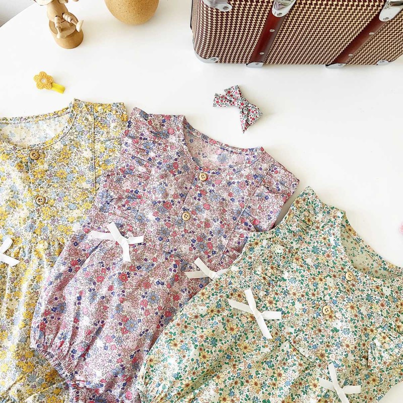 Baby Romper Manufacturer - Cute Floral Crawling Suit Knitted