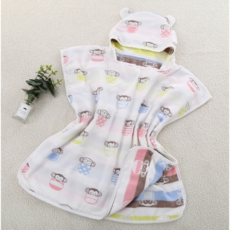 Baby Bath Towel Factory - 4/6 Layers Muslin Hooded Cape Bathrobe