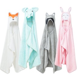 Baby Bath Towel Manufacturer - Cartoon Coral Velvet Hooded Beach