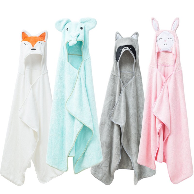 Baby Bath Towel Manufacturer - Cartoon Coral Velvet Hooded Beach