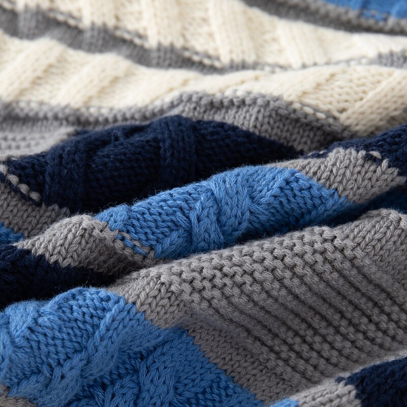 Children Sweater Factory - Long Sleeve Round Collar Striped Cable