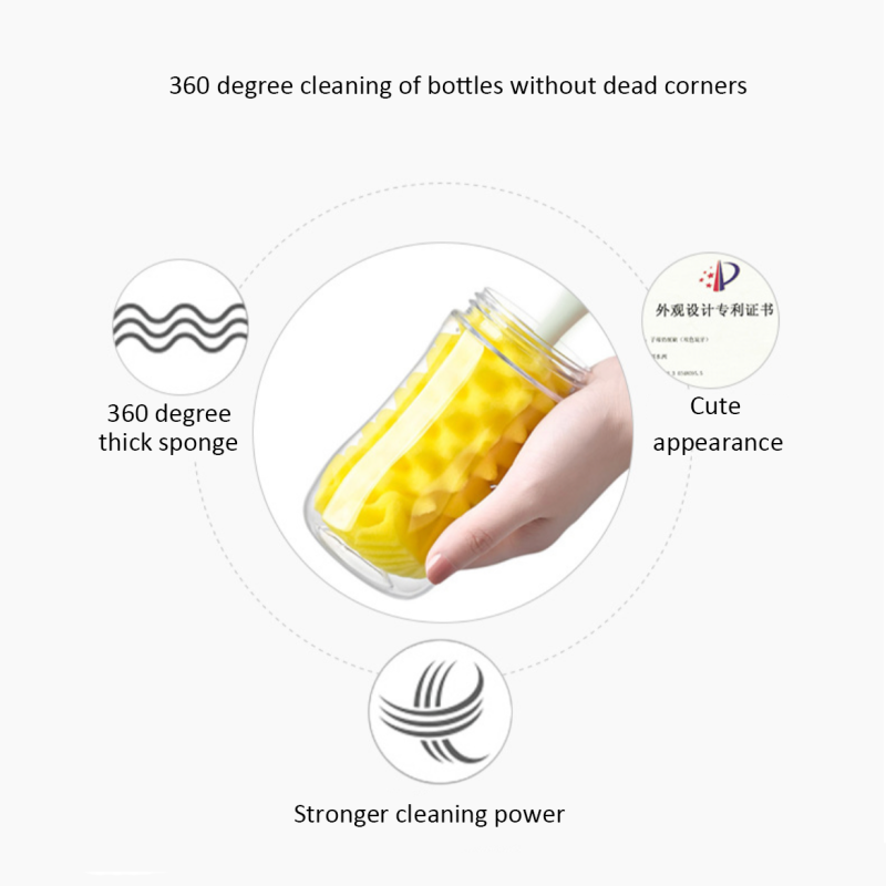 Baby Bottle Brush Manufacturer - 3pcs New Design Sponge Handle