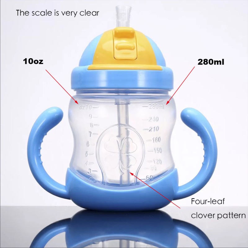 Baby Straw Cup Factory - 280ml Silicone Straw With Handle