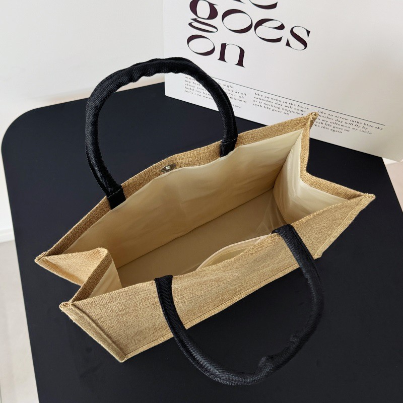 Jute Tote Bag Manufacturer - Button Lock Heat Transfer Handbag