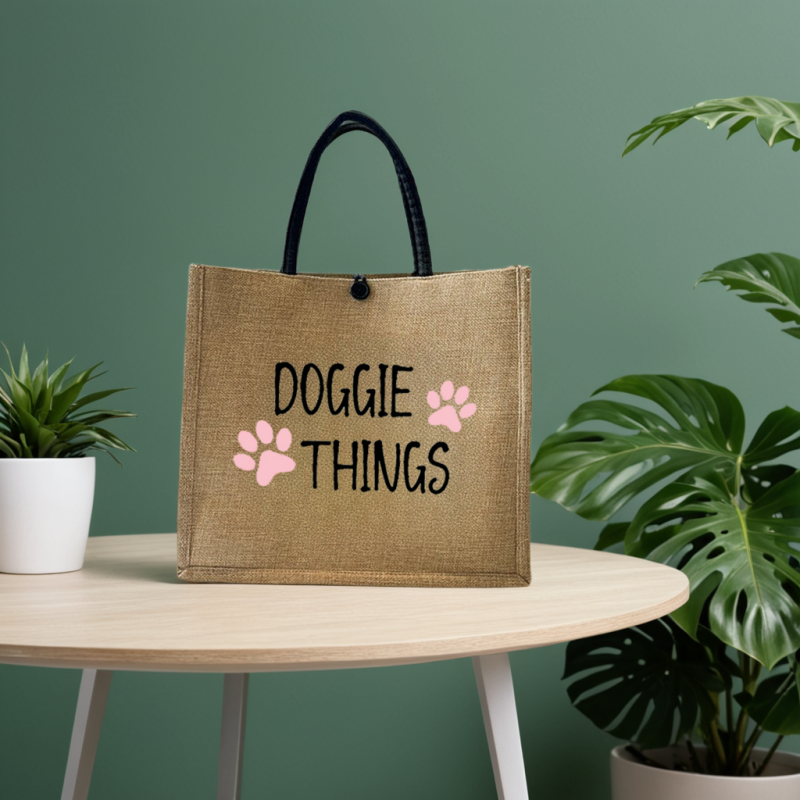 Jute Tote Bag Manufacturer - Button Lock Heat Transfer Handbag